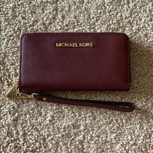 Burgundy Michael Kors Wristlet
